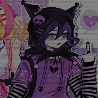 🥴 252b93cc コアップク Anime, Nhân vật, Hoạt hình, Màu tím, Gothic, Emo telegram sticker