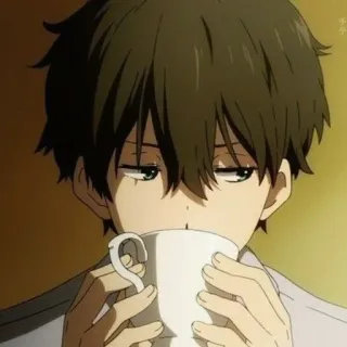 🙄 63271c30 Anime, Chico, Taza, Bebiendo, Retrato telegram sticker