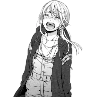 😭 379a8f0d manga, anime, huilen, verdrietig, emotie, zwart-wit telegram sticker