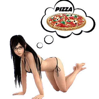 🍕 aa6fb100 PIZZA pizza, jedzenie, dziewczyna, bikini, kobieta, sen, kreskówka telegram sticker