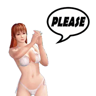 🙏 f2aba2dd PLEASE dziewczyna, bikini, 3D, anime telegram sticker