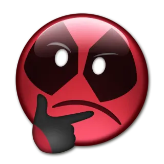 🤔 7d9aed93 Deadpool supereroe, marvel, pensieroso, rosso, emoji telegram sticker