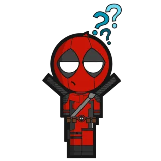 🤔 84d3856a Deadpool 死侍, 漫威, 超级英雄, 漫画书, 剑, 问号, 卡通 telegram sticker