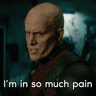 😭 c22158d1 Deadpool I'm in so much pain sakit, meme, lucu, film, ekspresi, stres telegram sticker
