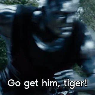 ♥️ e0d33e28 Go get him, tiger! Colossus, Deadpool, Marvel, Superhero, Harimau, Motivasi telegram sticker