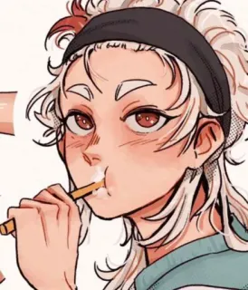 🌟 108ba6c1 kreskówka, papieros, palenie, postać, ilustracja, anime telegram sticker