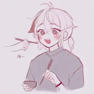 🍁 2ee2abc0 Kaedehara Kazuha Genshin Impact Ah~ Anime, Genshin Impact, Kaedehara Kazuha, Jedzenie, Fanart, Postać telegram sticker