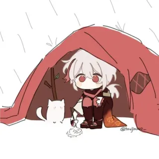 🌟 36d534b2 Kaedehara Kazuha Genshin Impact Anime, Genshin Impact, Kaedehara Kazuha, Gra wideo, Fan art, Deszcz, Kot telegram sticker