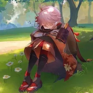 🌟 3c06ab37 Kaedehara Kazuha Genshin Impact Anime, Gra wideo, Kazuha, Genshin Impact, Postać, Relaksujący, Kwiaty telegram sticker