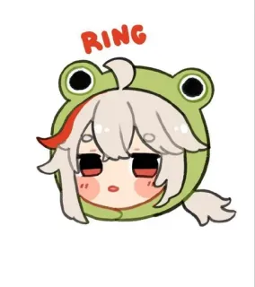 🌟 80ec5303 RING Anime, Żaba, Kreskówka, Uroczy, Naklejka, Pierścionek telegram sticker