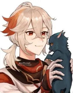 🌟 e2ac6d17 Kaedehara Kazuha Genshin Impact DO NOT REPOST/EDIT Anime, Gra wideo, Genshin Impact, Kazuha, Postać, Kot telegram sticker