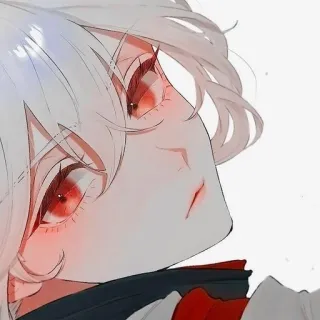 🌟 faabde94 Anime, Manga, Postać, Białe włosy, Czerwone oczy, Sztuka, Ilustracja telegram sticker