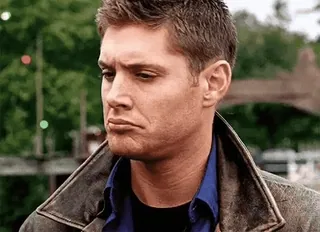 👎 7d96b2de Dean Winchester Supernatural serie, figur, ausdruck, traurig, mann telegram sticker