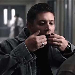 📂 fa6bb09a Dean Winchester Supernatural mann, mund, fernsehserie, dean, winchester telegram sticker