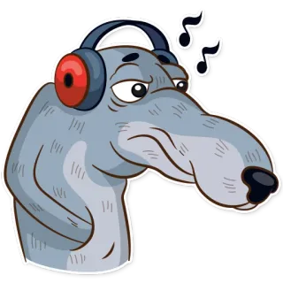 🎧 9960ca35 собака, борзая, наушники, музыка, мультфильм, стикер whatsapp sticker
