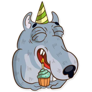 🎂 a29c2936 собака, животное, день рождения, колпак, кекс, праздник whatsapp sticker