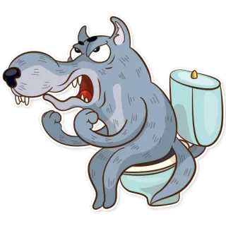 🚽 c7df9493 волк, мультфильм, туалет, ванная, животное, смешной whatsapp sticker