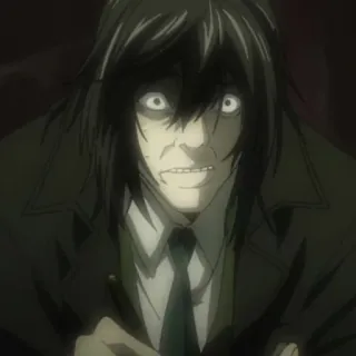 😖 3414c38e Mogi Death Note Anime, Death Note, Mogi, Postać, Straszny, Śledczy telegram sticker