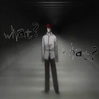 😑 41b61635 what? what? pytanie, dezorientacja, mężczyzna, kapelusz, ciemny, upiorny telegram sticker