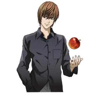 😏 f802b7b7 Light Yagami Death Note アニメ, キャラクター, デスノート, 夜神月, リンゴ telegram sticker