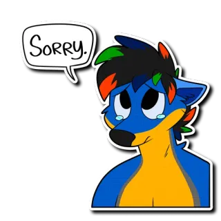 😔 71da4626 Sorry. 道歉, 难过, 兽人, 拟人, 卡通, 后悔, 抱歉 telegram sticker