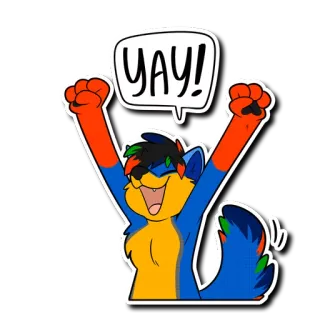 😄 9beba90f YAY! 毛茸茸, 庆祝, 喜悦, 积极, 兴奋, 快乐 telegram sticker