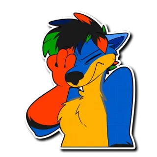 😣 a2174d79 兽人, 兽迷, 卡通, 动物, 狗, 冒犯手势 telegram sticker