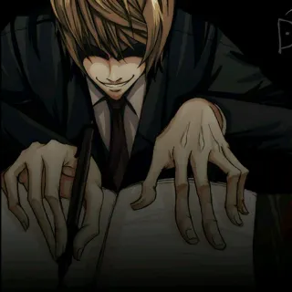 😈 89d1be29 Light Yagami Death Note 死亡笔记, 夜神月, 动漫, 漫画, 反派, 写作, 基拉 telegram sticker