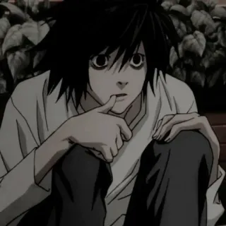 😶 135048f8 L Lawliet Death Note Anime, Death Note, L Lawliet, Detetive, Personagem, Mangá telegram sticker