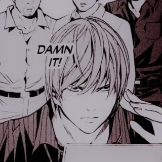 🕷 17c90fc1 Light Yagami Death Note DAMN IT! Anime, Death Note, Light Yagami, Mangá, Exasperado, Expressão whatsapp sticker