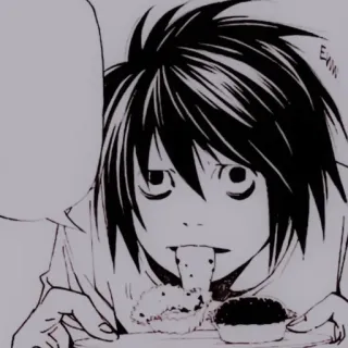 🔭 2f5b810a L Death Note L, Death Note, Mangá, Anime, Detetive, Doces, Comida whatsapp sticker