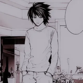 🔭 5746b506 L Death Note Anime, Mangá, Death Note, L Lawliet, Detetive, Personagem whatsapp sticker