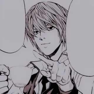 🕷 7f4974ae Light Yagami Death Note Anime, Mangá, Light Yagami, Death Note, Apontando whatsapp sticker