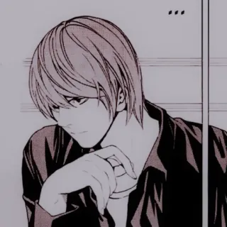 🕷 996c4653 Light Yagami Death Note ... Anime, Mangá, Death Note, Light Yagami, Pensando, Personagem whatsapp sticker