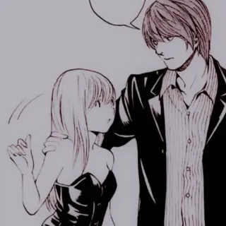 🕷 b99e2abc Light Yagami Death Note Anime, Mangá, Death Note, Light Yagami, Misa Amane, Casal, Romance, Ilustração whatsapp sticker