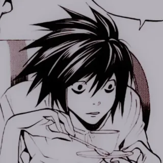 🔭 c5cb3f2f L Lawliet Death Note Anime, Mangá, L Lawliet, Death Note, Detetive, Chá whatsapp sticker