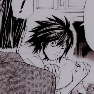 🔭 e1dd7abc L Lawliet Death Note Anime, Mangá, Detetive, Pensando, Intelectual, L, Death Note whatsapp sticker