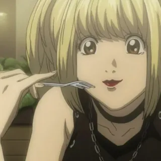 📓 66c5155b Misa Amane Death Note anime, manga, girl, eating, blonde telegram sticker