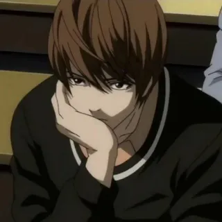 📓 87fb82d6 Light Yagami Death Note anime, boy, thinking, death note, light telegram sticker
