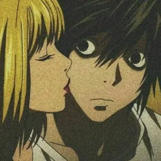 📓 965de2cf L Lawliet Death Note L, Lawliet, anime, manga, kiss, Misa Amane telegram sticker