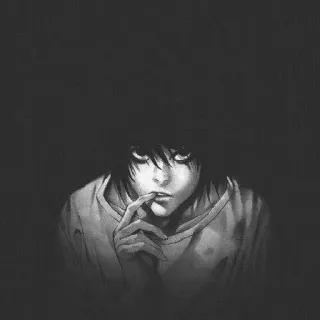 📓 d7a0c58f L Lawliet Death Note anime, detective, manga, thinking, dark telegram sticker