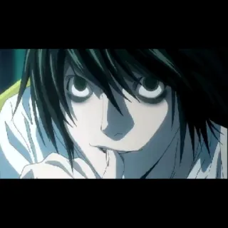 📓 ee21cb32 L Lawliet Death Note anime, detective, L, lawliet, death note, manga, intellectual, thinking telegram sticker