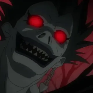 🎭 52ac5bc1 Ryuk Death Note 动漫, 恐怖, 死神, 琉克, 死亡笔记, 怪物, 黑暗 telegram sticker