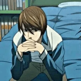 🎭 d05a7641 Light Yagami Death Note 动漫, 漫画, 死亡笔记, 夜神月, 思考, 严肃 telegram sticker