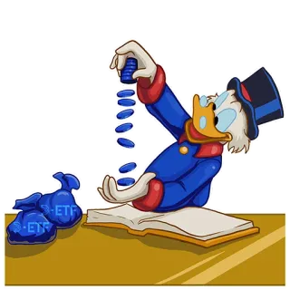 🪙 8ea84788 Scrooge McDuck ETF Sknerus McKwacz, pieniądze, monety, ETF, finanse, inwestycje, bogactwo, kreskówka whatsapp sticker