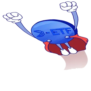 🦸‍♂️ fa632193 D-ETF superbohater, kreskówka, latający, peleryna, ETF D, inwestycja whatsapp sticker