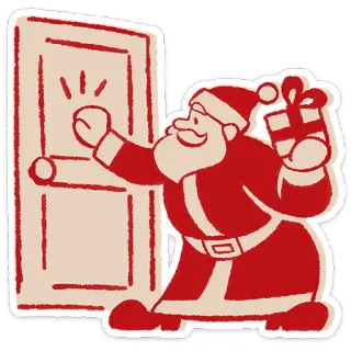 🎅 01772eb3 Santa Claus Père Noël, Noël, fêtes, cadeau, porte, cadeau telegram sticker