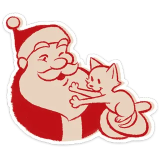 🎅 4441dcc4 Santa Claus Père Noël, Noël, chat, animal de compagnie, fête, hiver telegram sticker