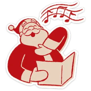 🎅 8f5c4f6e Santa Claus Père Noël, Noël, notes de musique, chant, chant de Noël, fêtes, festif telegram sticker