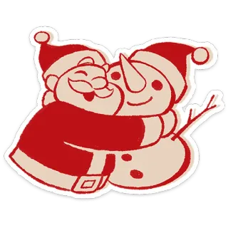 🎅 d6fb5c17 père noël, bonhomme de neige, noël, fêtes, hiver, festif, câlin, dessin animé telegram sticker